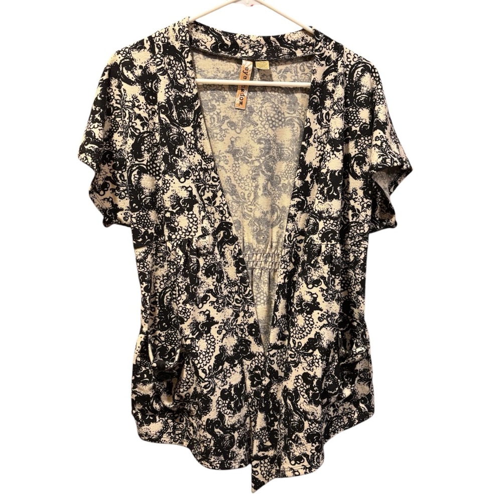 Eyeshadow black & floral print open cardigan Medium
